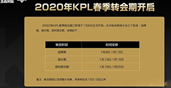 王者荣耀2020kpl春季赛转会期什么时候开始?2020kpl春季赛转会时间