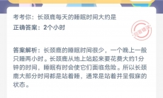 长颈鹿每天睡眠时间大约是多少_8月29日蚂蚁庄园问题答案